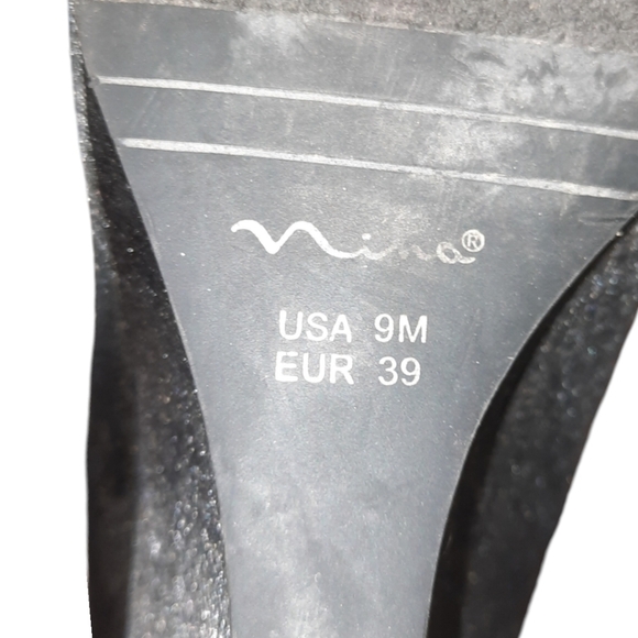 Nina Black  Satin Wedge Heels - Picture 3 of 3